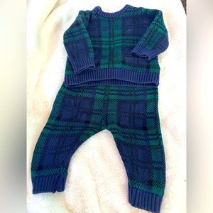 Baby boy plaid knit 2 piece winter set 6-12months
